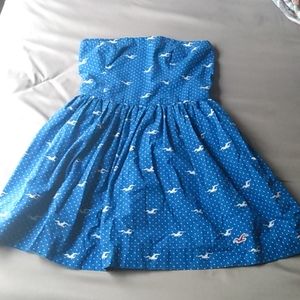 Hollister Strapless Blue and White Dress